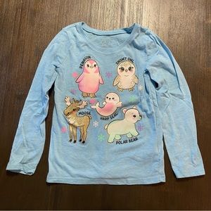 Children’s Place Winter Animal Friends long sleeve shirt toddler girls size 5T